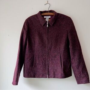 Alfani Women's Burgundy‎ wool zip up blazer size 10